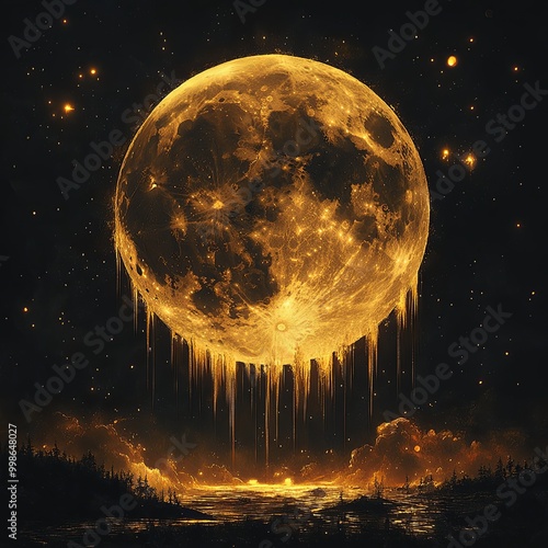 A stunning golden moon hang...
