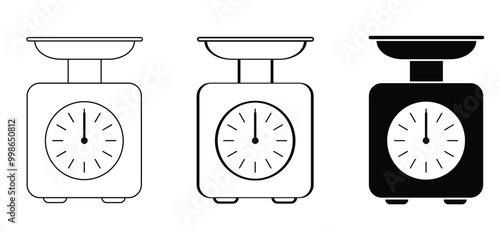 cartoon libra kitchen tools. Analog scales. Measuring scale with bowl. Analog weight scale. weight icon or symbol. Kitchenware