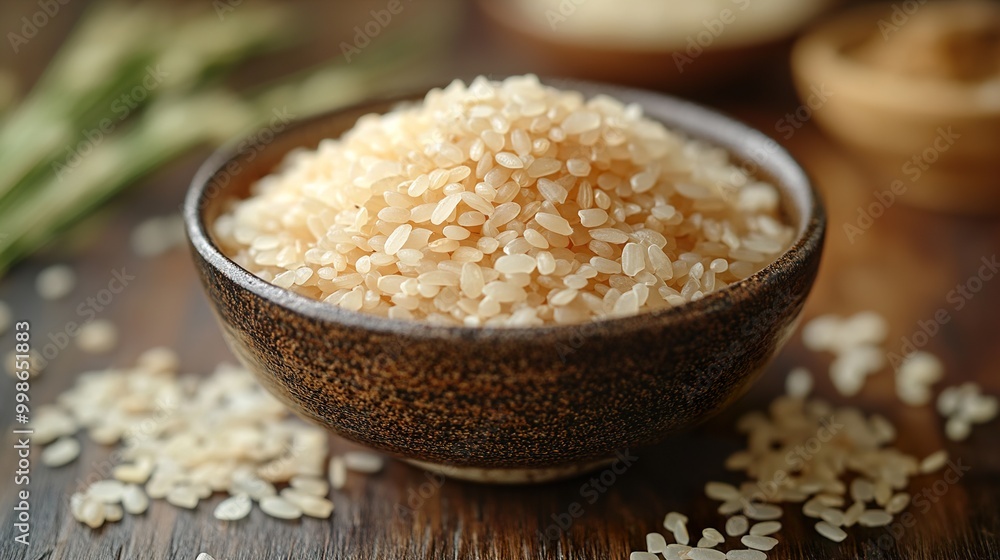 Closeup of a Bowl of Uncooked Rice - A Culinary Staple Closeup of a Bowl of Uncooked Rice - A Culinary Staple