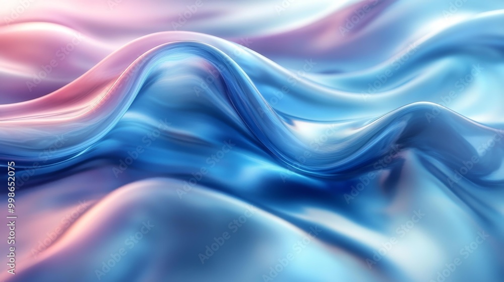 Obraz premium Abstract Wavy Fluid Texture with Soft Blue and Pink Colors Generative AI