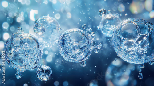 Wallpaper Mural microscopic movement of water molecules creates mesmerizing display of bubbles and reflections, showcasing beauty of fluid dynamics and light interaction Torontodigital.ca