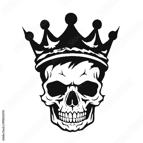 Skull with Crown  silhouette  Illustration