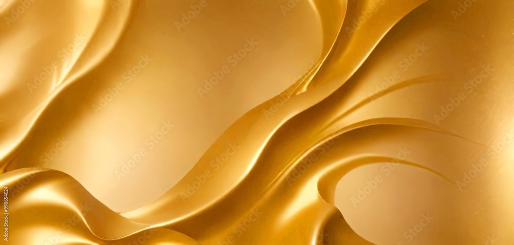 a close-up view golden fabric with a flowing, wave-like texture The fabric appears to be made shiny, metallic material, giving it a luxurious and elegant a close-up view golden fabric with a flowing, wave-like texture The fabric appears to be made shiny, metallic material, giving it a luxurious and elegant