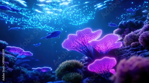 Vibrant Underwater Coral Reef with Colorful Fish