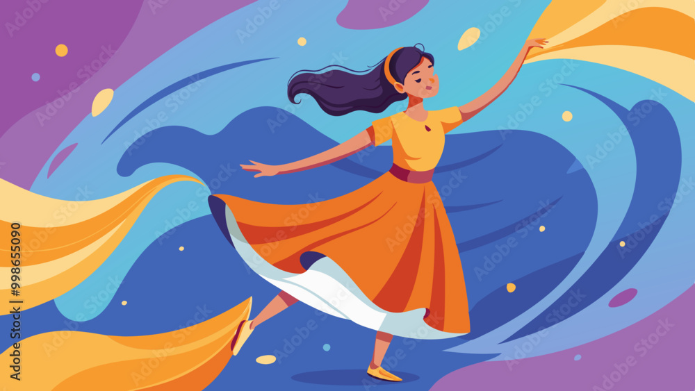 Hand-Drawn Girl Dancing Freely. Perfect for: Dance Performances, Youth Events, Celebrations Hand-Drawn Girl Dancing Freely. Perfect for: Dance Performances, Youth Events, Celebrations