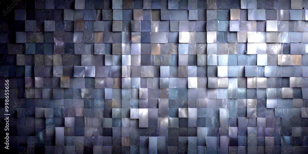 a dark, textured wall composed of numerous square tiles in varying shades of gray, creating a visually striking pattern a dark, textured wall composed of numerous square tiles in varying shades of gray, creating a visually striking pattern