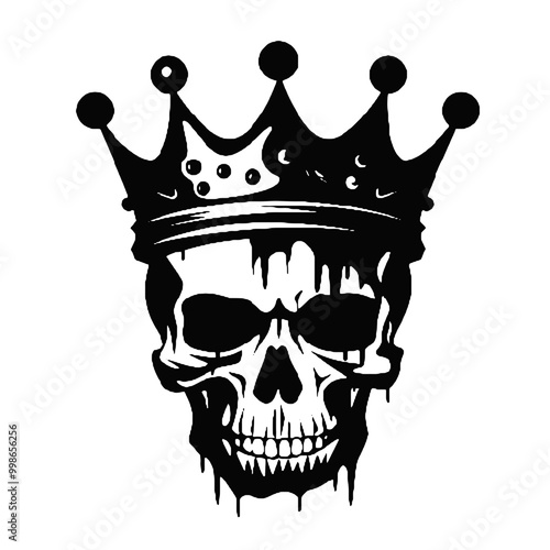 Skull with Crown silhouette vector illustration