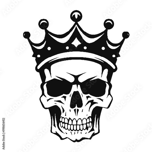 Skull with Crown silhouette vector illustration