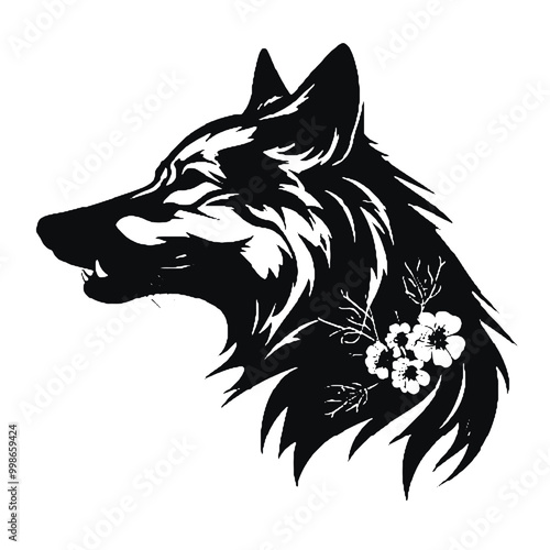 silhouette Floral Fox Illustration