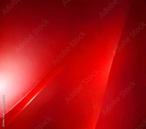 Abstract red background with a diagonal line and a bright light source on the left side