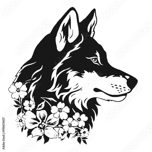 silhouette Floral Fox Illustration