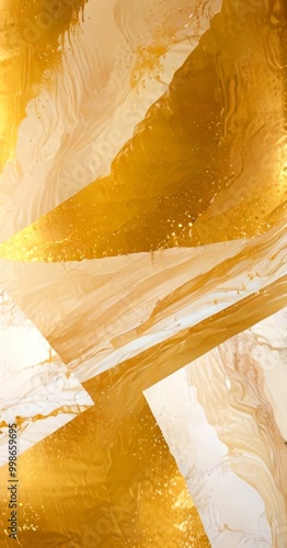 a striking abstract composition of overlapping gold and white shapes, creating a dynamic and visually captivating pattern