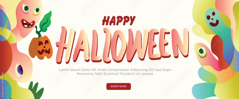 Giant Monsters Stomping Halloween concept. abstract geometric liquid form. monster halloween with hand drawn banner template vector illustration. Giant Monsters Stomping Halloween concept. abstract geometric liquid form. monster halloween with hand drawn banner template vector illustration.