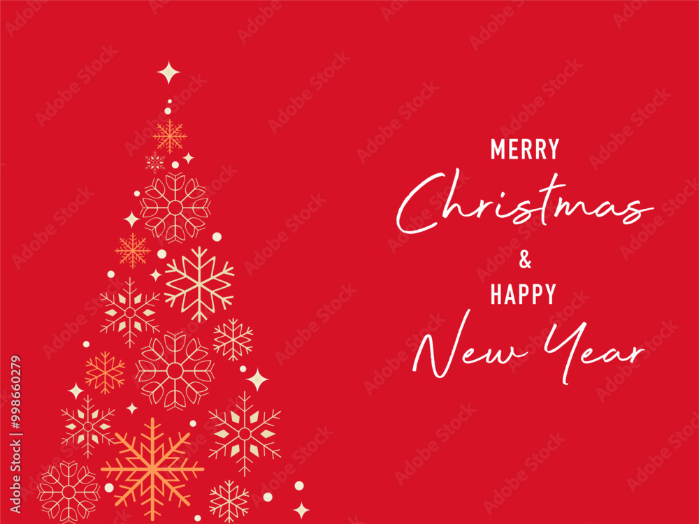 Merry Christmas and Happy New Year in red background Merry Christmas and Happy New Year in red background