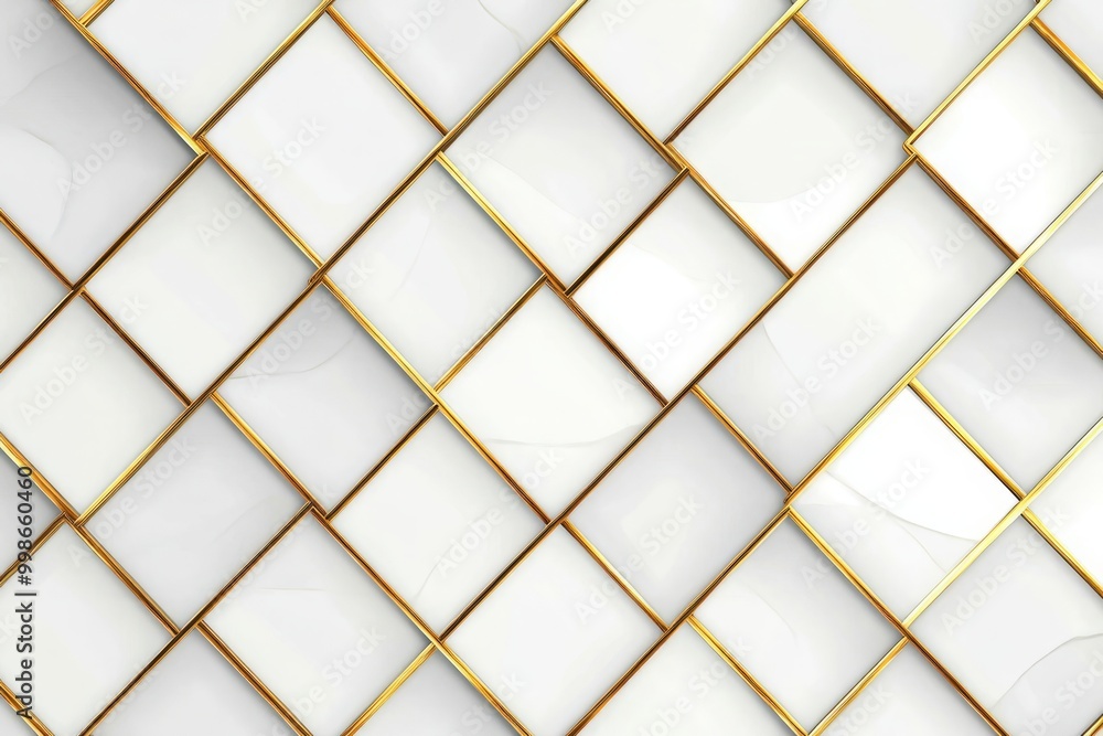 Obraz premium Abstract simple geometric vector seamless pattern with gold line texture on white background