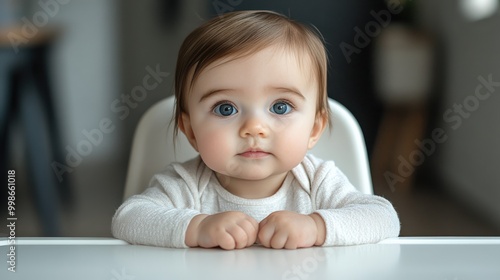 Bright-Eyed Baby Sitting Happily