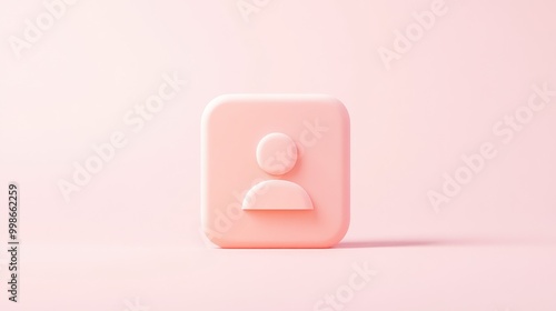 A 3D rendering of a pink user icon, isolated on a pink background.