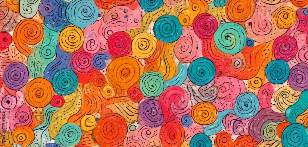 a vibrant abstract pattern composed of various colored spirals and swirls, creating a dynamic and visually captivating composition a vibrant abstract pattern composed of various colored spirals and swirls, creating a dynamic and visually captivating composition