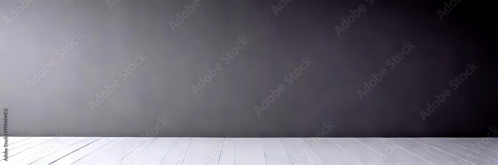A simple, minimalist gray wall and a white wooden floor A simple, minimalist gray wall and a white wooden floor