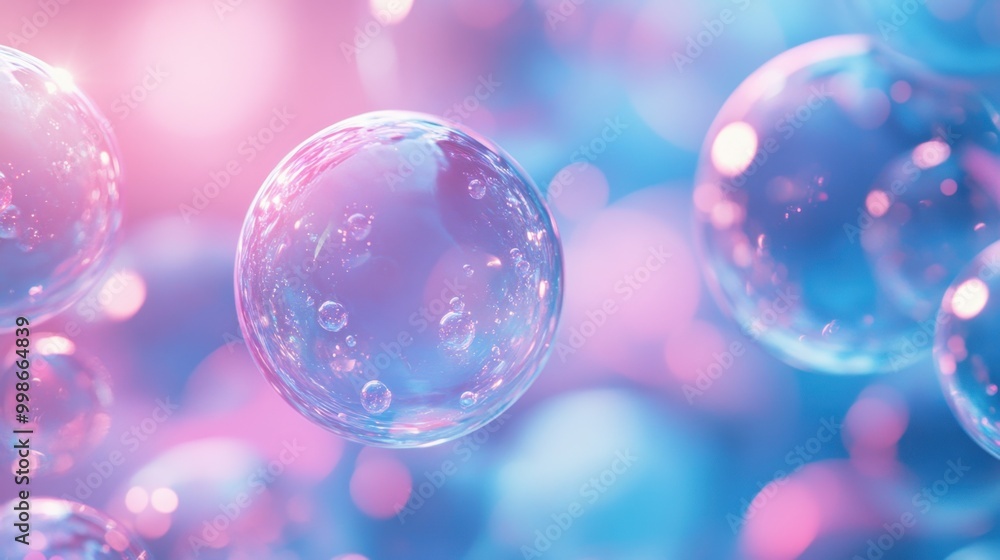 Abstract glowing bubbles in pink and blue, creating a soft and magical atmosphere with pastel light effects Abstract glowing bubbles in pink and blue, creating a soft and magical atmosphere with pastel light effects