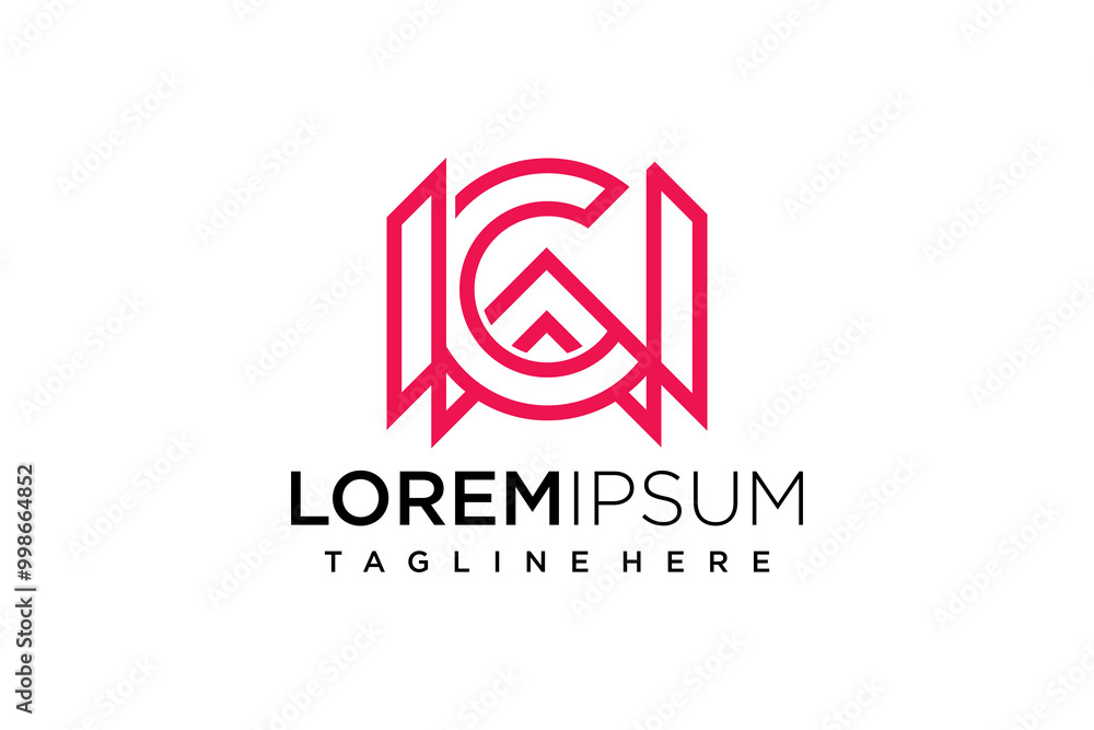 letter at symbol WC line art modern logo letter at symbol WC line art modern logo