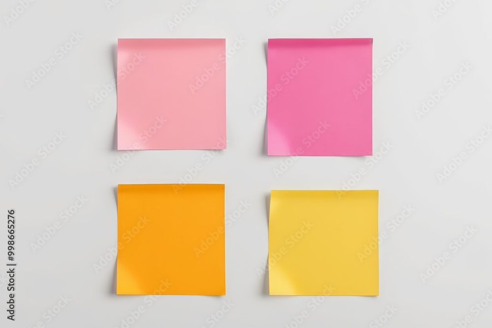 four different colored sticky notes are placed on a white surface four different colored sticky notes are placed on a white surface