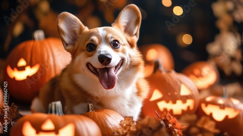 Halloween themed Corgi dog photo