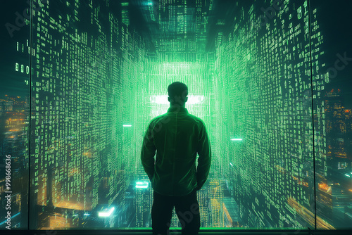 Present and future AI world, hackers, information security, artificial intelligence, customer information, firewalls, matrix About deepfakes and cybercrime