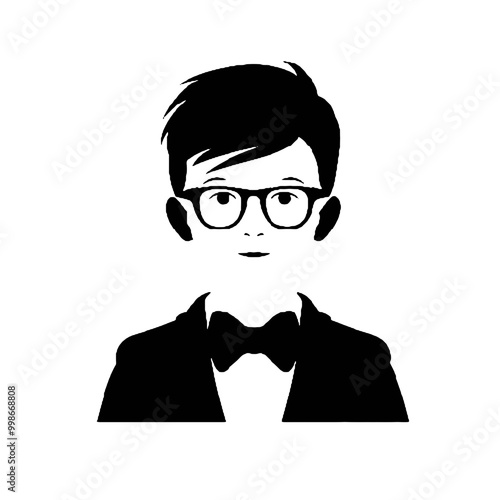 kid wearing glasses and tie  silhouette vector illustration photo