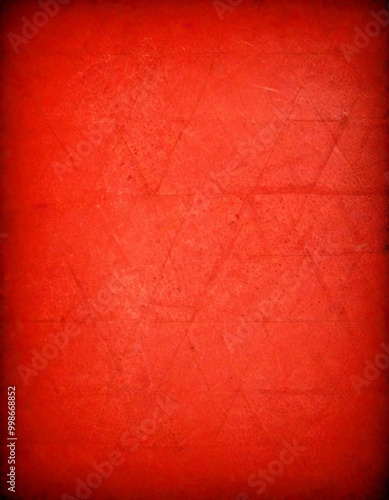 a red textured surface with a geometric pattern of intersecting lines and triangles, creating a visually striking and abstract design photo