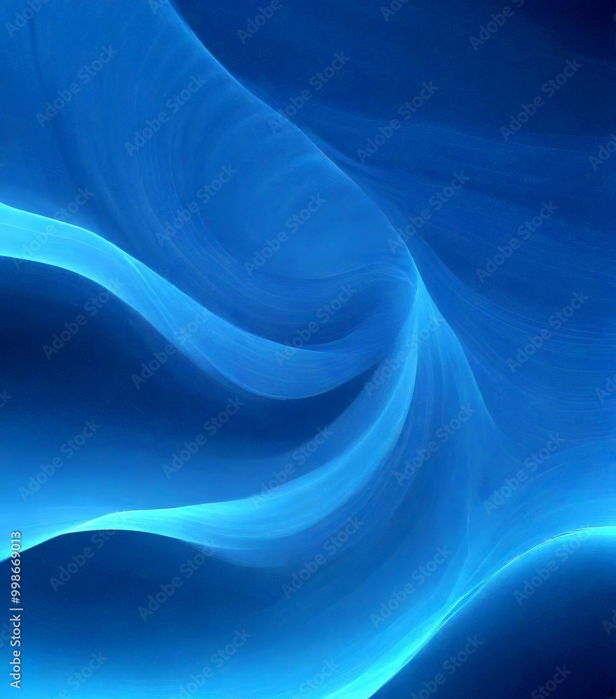 Obraz premium a swirling pattern of blue and white hues, creating a sense of movement and fluidity The background is a deep blue color, providing a stark contrast to the lighter blue and
