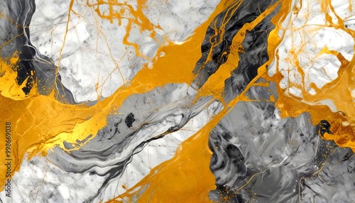 a marble-like surface with a swirling pattern of gold and gray hues, creating a dynamic and textured visual effect