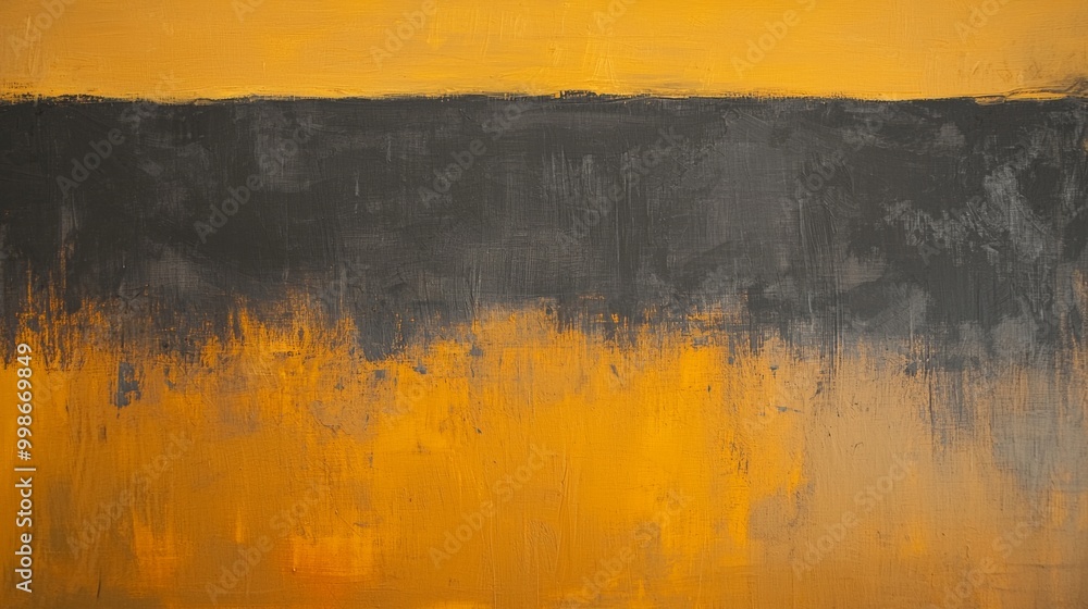 Creating a captivating abstract painting with black and yellow acrylic paint. Resulting in a richly textured background filled with expressive brush strokes Creating a captivating abstract painting with black and yellow acrylic paint. Resulting in a richly textured background filled with expressive brush strokes