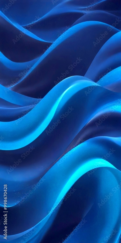 Obraz premium a close-up view wave-like pattern with a gradient of blue hues, creating a sense of movement and fluidity