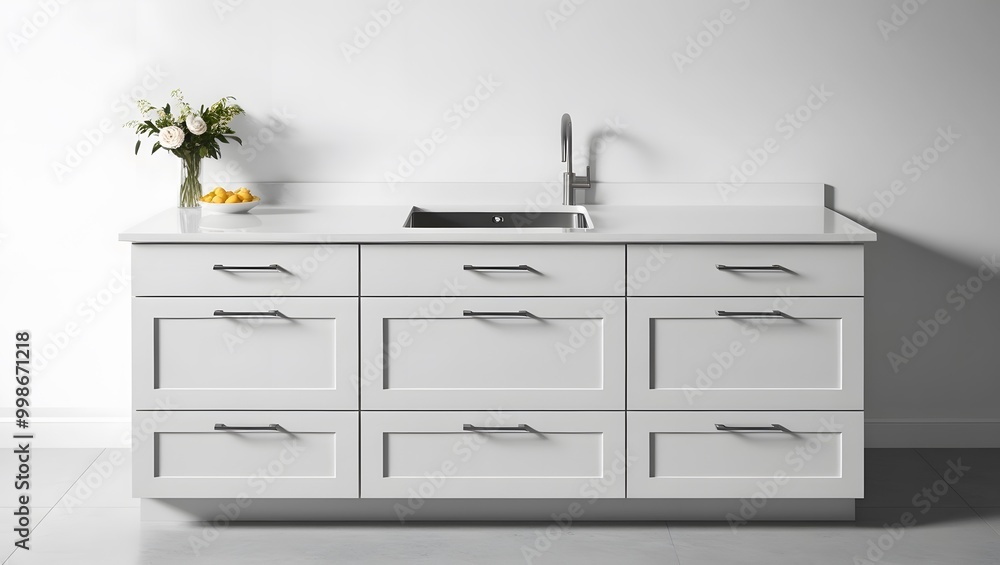 White Kitchen Cabinet with Sink and Faucet White Kitchen Cabinet with Sink and Faucet