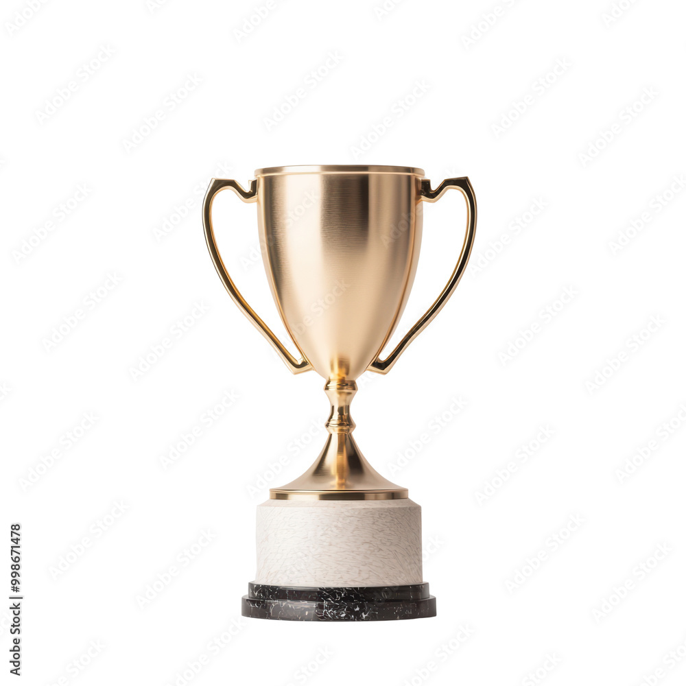 Golden Trophy Cup on Marble Base Isolated on Transparent Background, Symbol of Achievement, Success, and Victory Golden Trophy Cup on Marble Base Isolated on Transparent Background, Symbol of Achievement, Success, and Victory