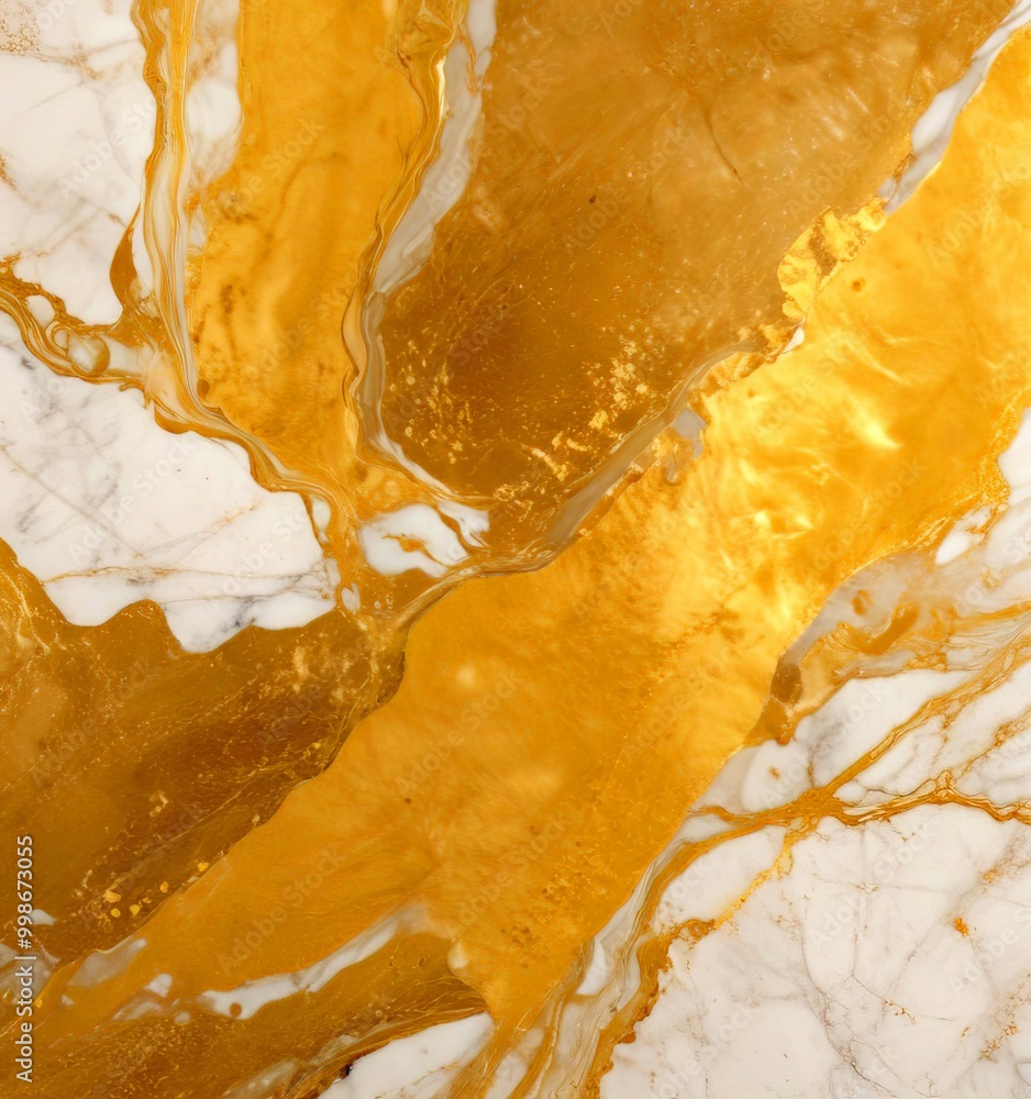 a close-up view marble surface with a striking pattern of gold and white swirls and lines