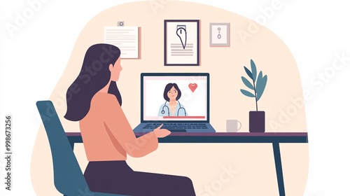 Young Woman in Virtual Consultation with Doctor