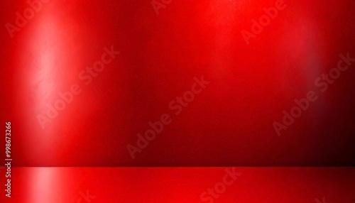 A red gradient background with a reflective surface at the bottom photo