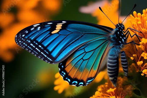 butterfly on a flower with bokeh effect on the background