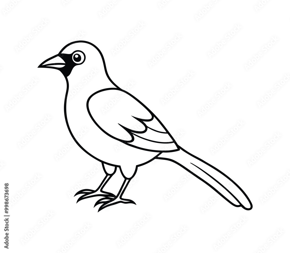 Obraz premium Black and white Bird line art vector on white background 