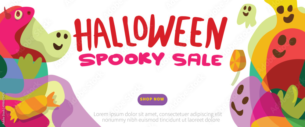 Monsters Spooky Hideout concept. abstract geometric liquid form. monster halloween with hand drawn banner template vector illustration. Monsters Spooky Hideout concept. abstract geometric liquid form. monster halloween with hand drawn banner template vector illustration.
