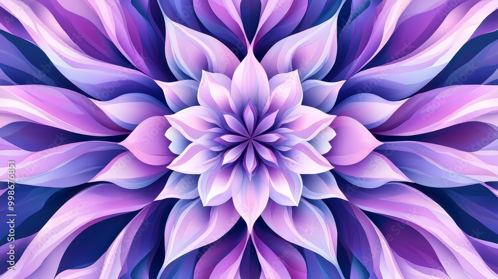 Fototapeta premium Abstract floral design with vibrant purple and blue colors, intricate petals and layered textures.