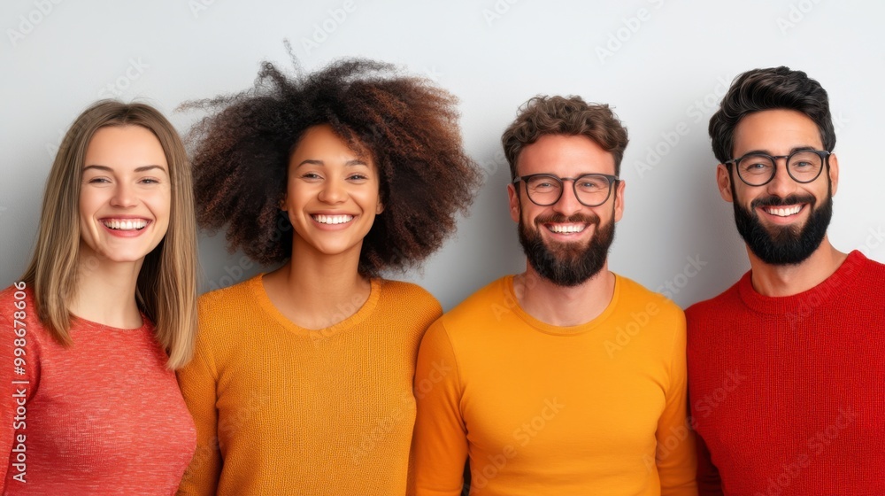 Diverse Group of Friends in Colorful Outfits Diverse Group of Friends in Colorful Outfits