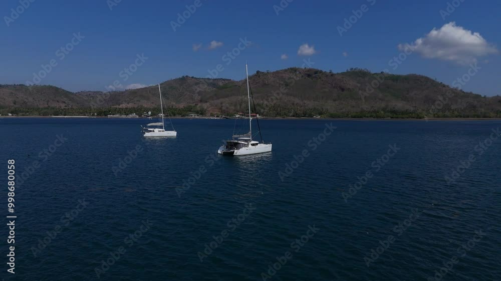 Aerial Video - boats on the lake, boats in the bay Aerial Video - boats on the lake, boats in the bay