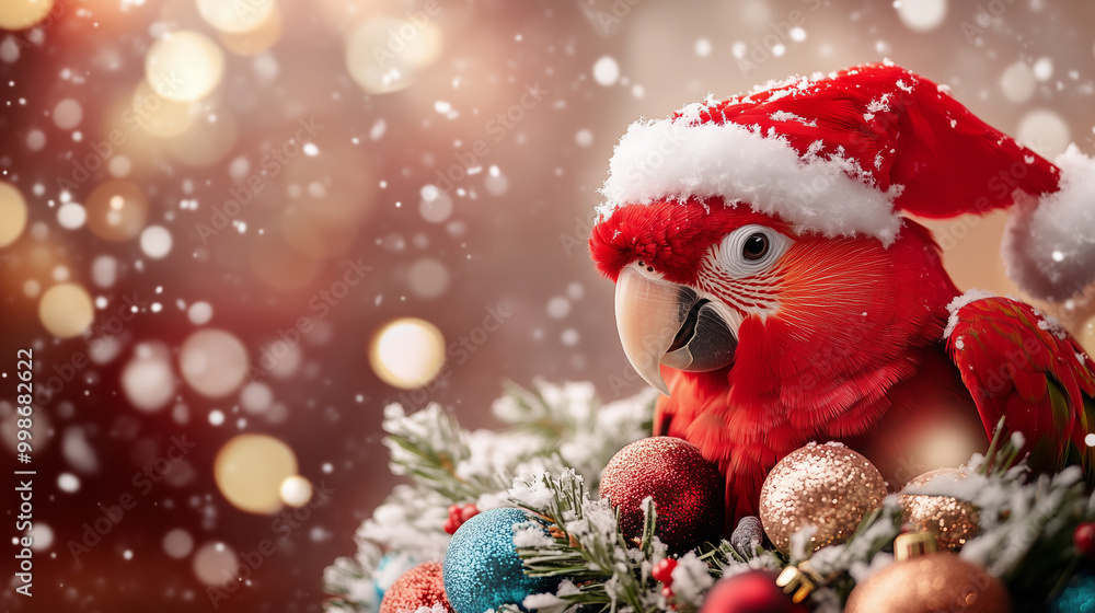 Festive Parrot with Santa Hat Festive Parrot with Santa Hat