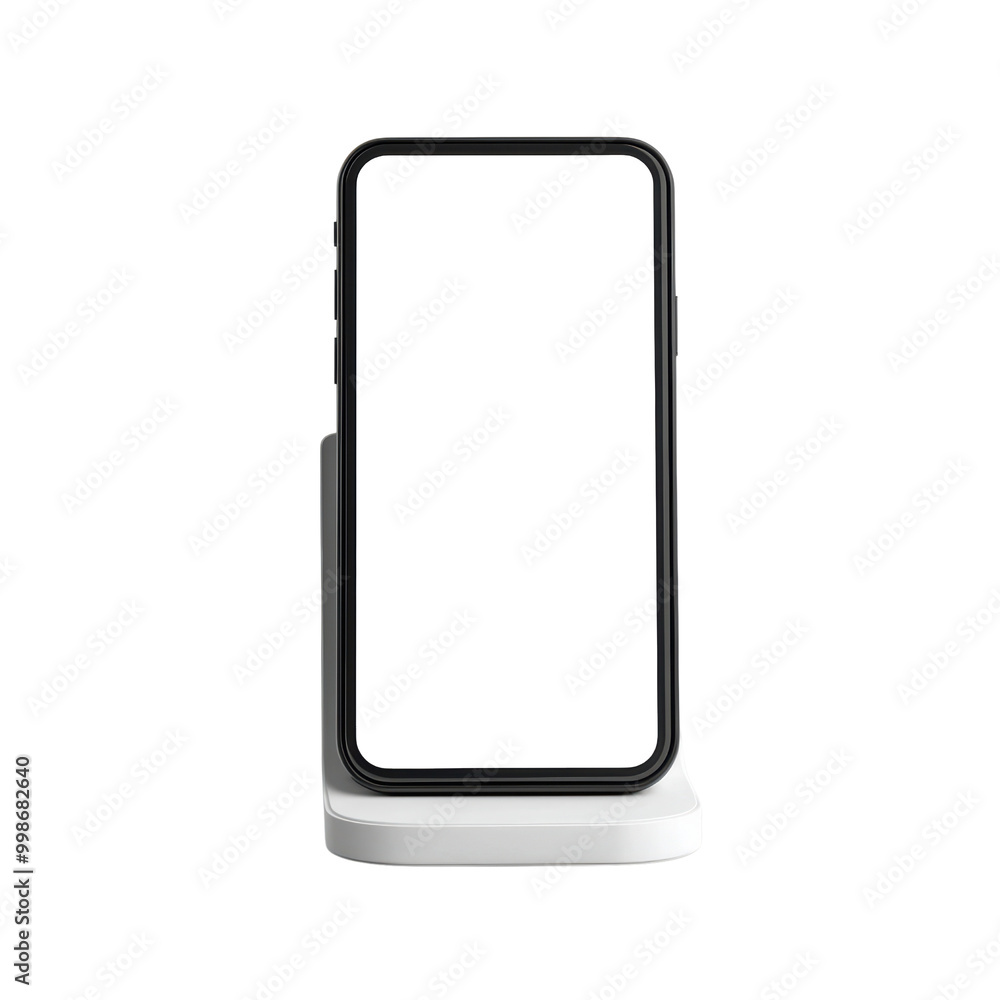 Modern smartphone on sleek charging dock Modern smartphone on sleek charging dock