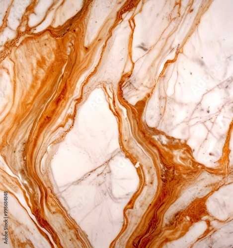 a close-up view marble surface with a swirling pattern of light and dark brown hues, creating a sense of movement and texture photo