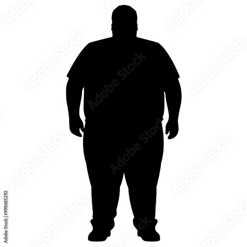 Overweight Male Profile Silhouette Vector Illustration Transparent Background