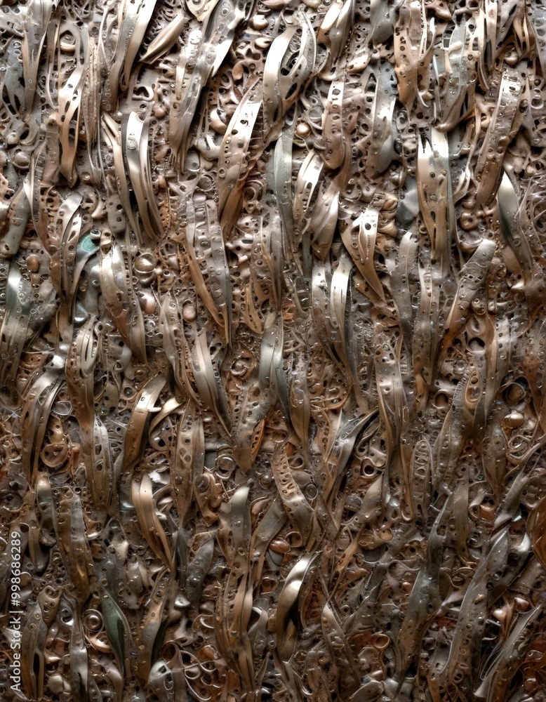 a close-up view textured metal surface with a repeating pattern of curved lines and holes, creating a sense of depth and complexity a close-up view textured metal surface with a repeating pattern of curved lines and holes, creating a sense of depth and complexity